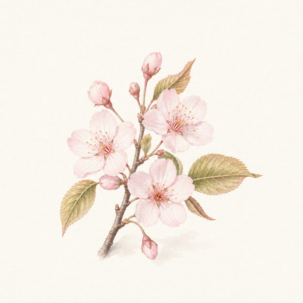 벚꽃 향수 노트 일러스트