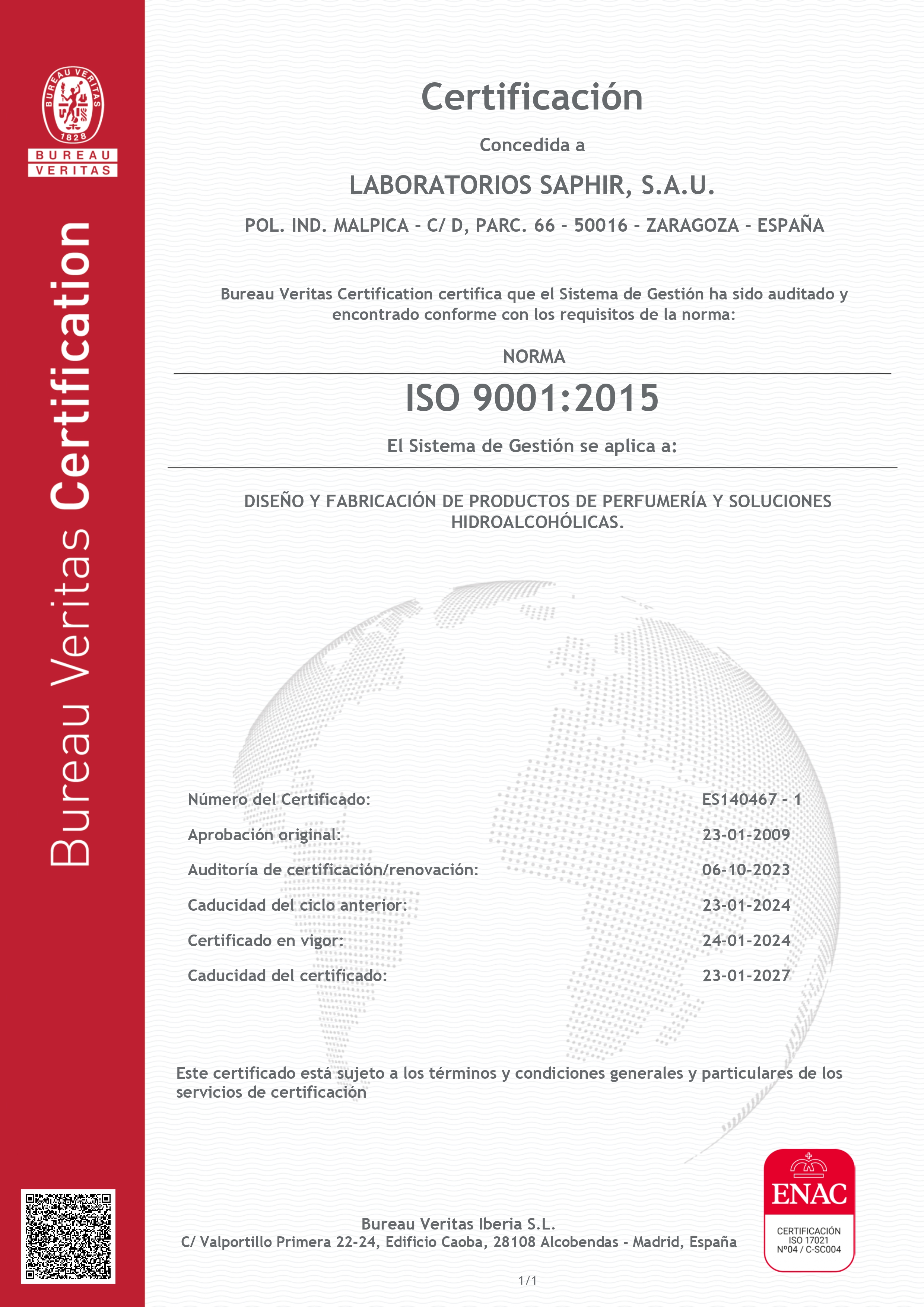 Saphir Parfums ISO 9001:2015 공식 이미지